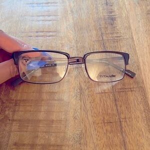 Titan flex dark brown gray eyeglasses glasses frames with lenses